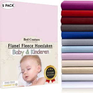 Bed Couture Flanel Fleece Kinder Hoeslaken – 100% Katoen Extra zacht en Warm – Ledikant – 70×120 Cm – Roos