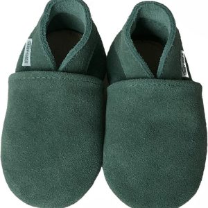Donkergroene suede babyslofjes van Baby-Slofje maat 22/23, 12-18 maanden