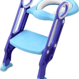 Toiletbril met Trapje voor Kinderen | Kinder Toiletzitje Toiletstoel met Trap | Opvouwbare WC-bril Verkleiner Toiletverkleiner | LB-A20 Blauwpaars